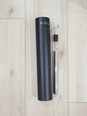 Hotel Collection Silver Stainless Steel Wine Chiller Aerator with Black Case